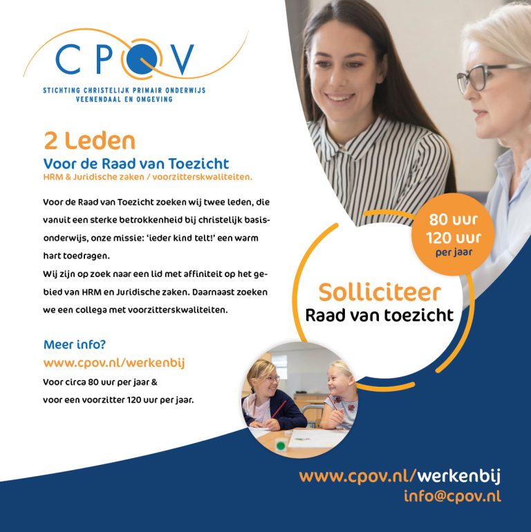 vacature raad van toezicht - hrm en juridische zaken - Cpov - veenendaal